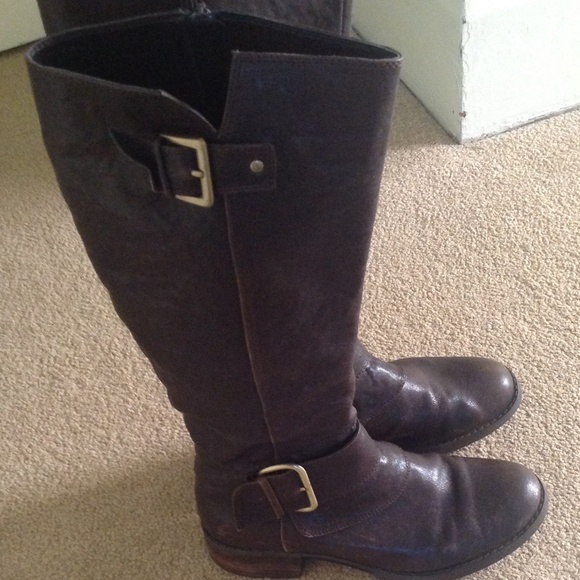 Steven Shoes - Leather Moto Boot in brown